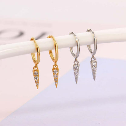 Flash Diamond Triangle Cone Earrings - Punk Style Women&