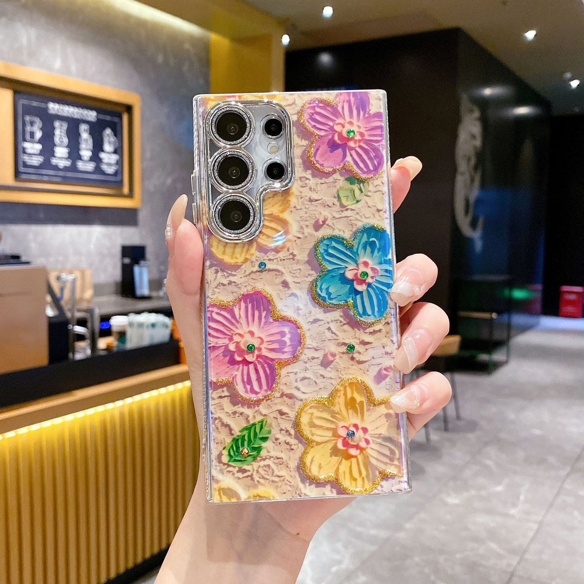 Luxury Rhinestone Flower Phone Case