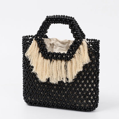 Beach Vacation Wooden Bead Bag – Handwoven Women&
