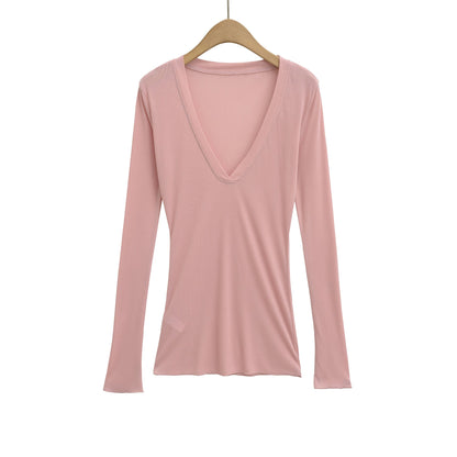 Deep V Neck Sheer T-Shirt