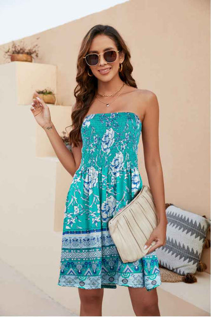 Beach Dress Floral Medium and Long Dress Bohemian Strapless Printed Chest Wrap Skirt