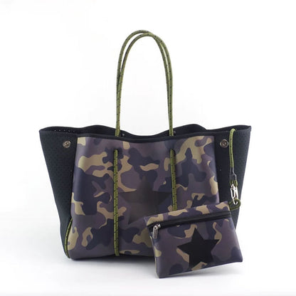 Neoprene Perforated Tote Set – Mother-Child Beach Bag, Water-Resistant Gym &amp; Swim Duffle