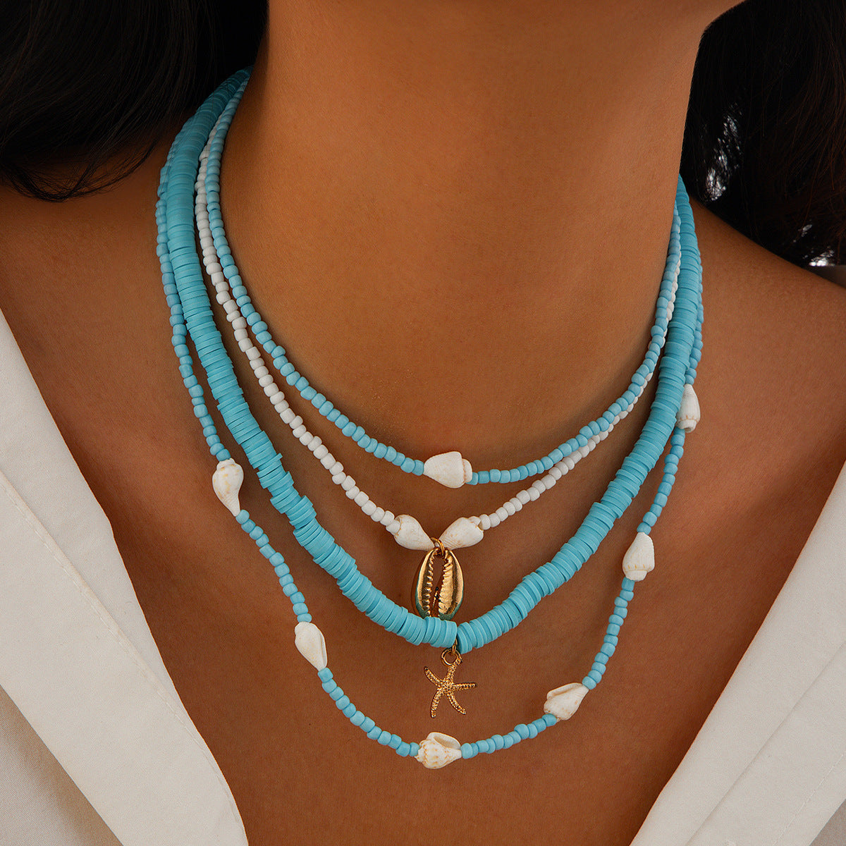 starfish necklace pearl shell necklace