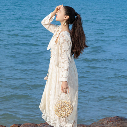 Small round wooden bead bag, hand-woven bag, women&