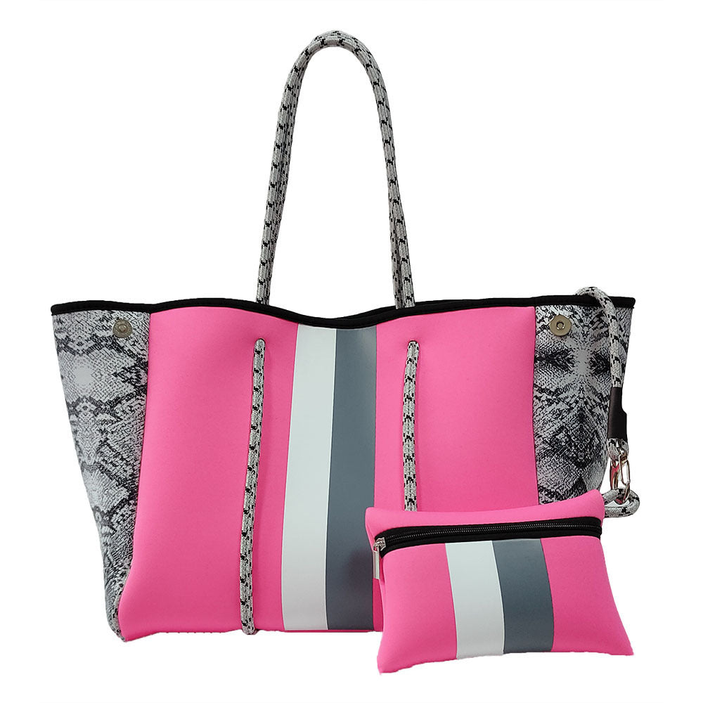 Neoprene Perforated Tote Set – Mother-Child Beach Bag, Water-Resistant Gym &amp; Swim Duffle
