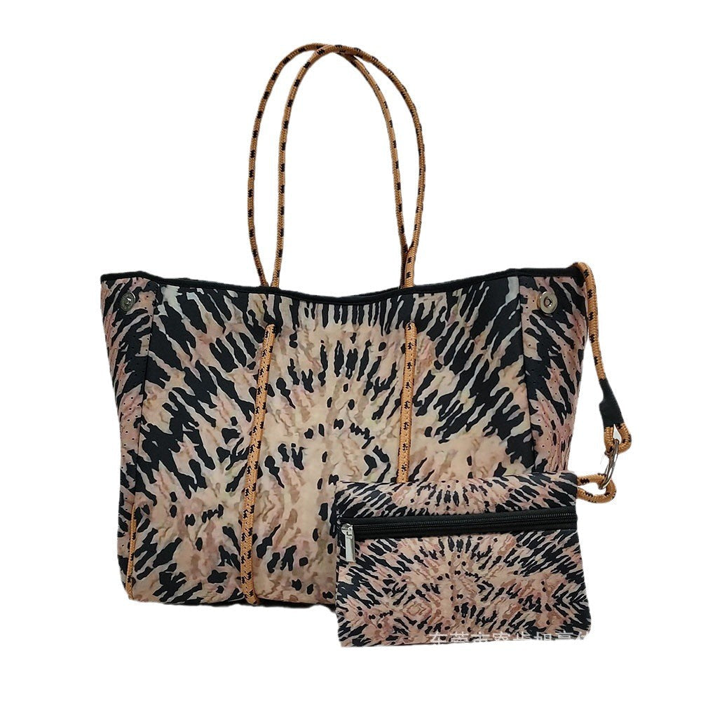 Neoprene Perforated Tote Set – Mother-Child Beach Bag, Water-Resistant Gym &amp; Swim Duffle
