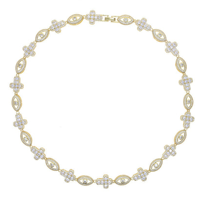 Cross Zircon Eye Pendant Hip Hop Necklace
