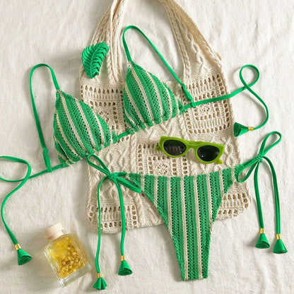 Bikini Set Special Multi color Double Strap Swimsuit Women&