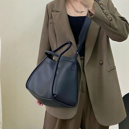 Large capacity top handle bag, casual minimalist popular versatile tote purse, retro commuter tote bag, shoulder bag with crossbody strap