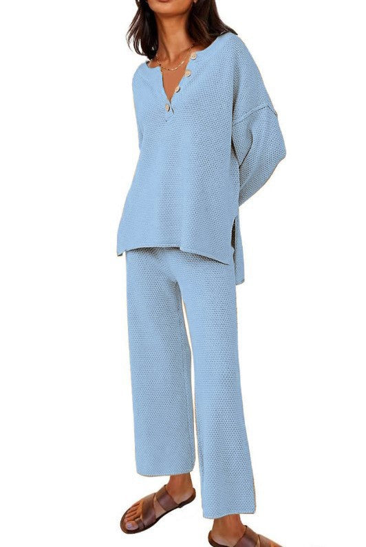 Solid Color Loose Leisure Two-Piece Set