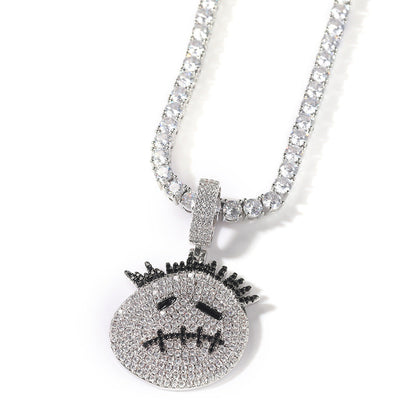 Hip-hop cartoon zircon spiky-head avatar necklace