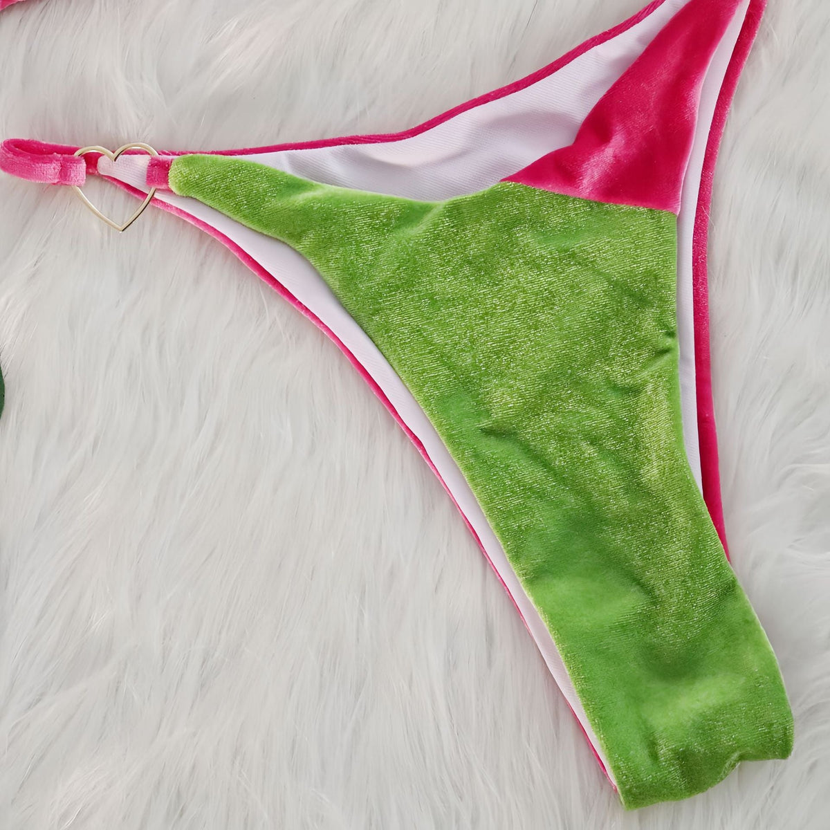 Sexy bikini, metal love decorative swimsuit, spliced women&