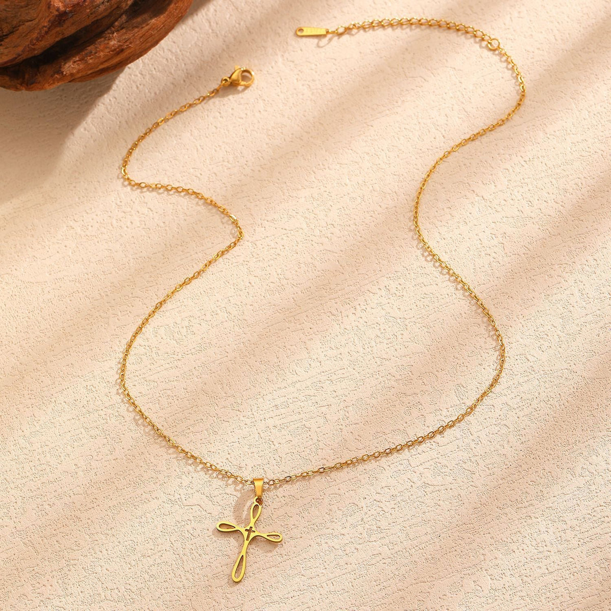 Cross Pendant Stainless Steel Clavicle Chain &amp; Earrings Set Simple Daily Jewelry