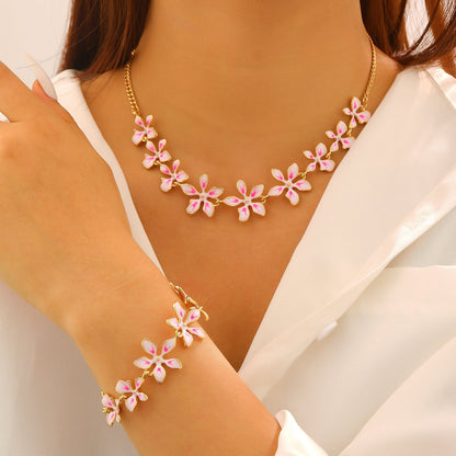 Fashion Geometric Flower 3D Vacation Style Necklace &amp; Bracelet Set