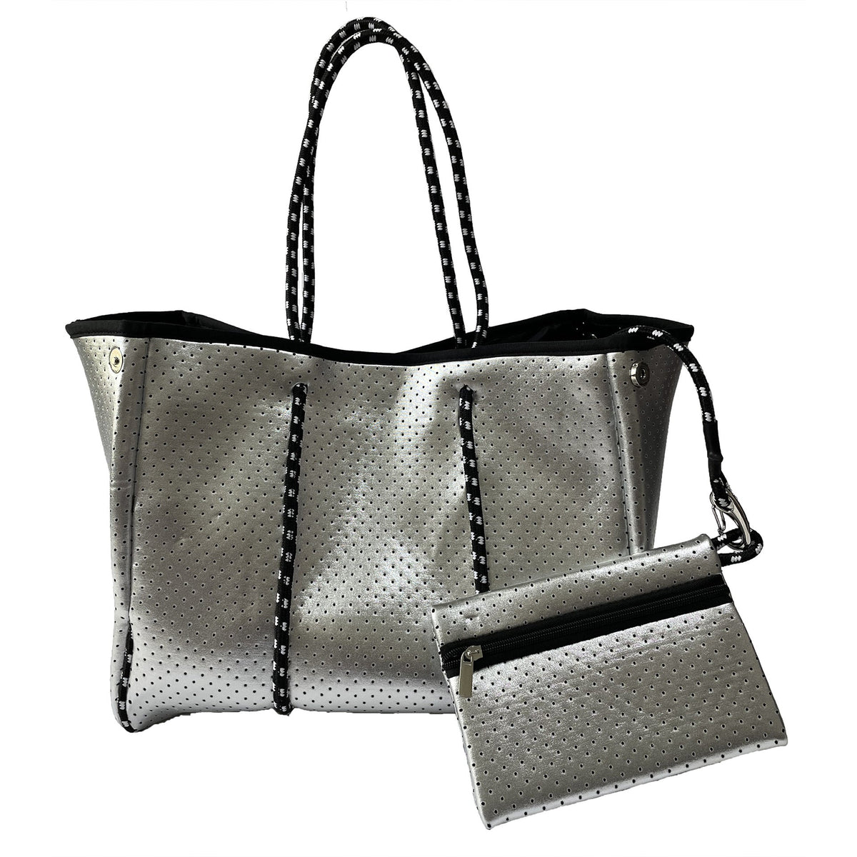 Neoprene Perforated Tote Set – Mother-Child Beach Bag, Water-Resistant Gym &amp; Swim Duffle