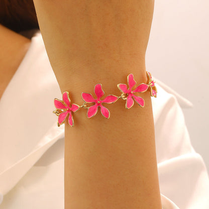 Fashion Geometric Flower 3D Vacation Style Necklace &amp; Bracelet Set