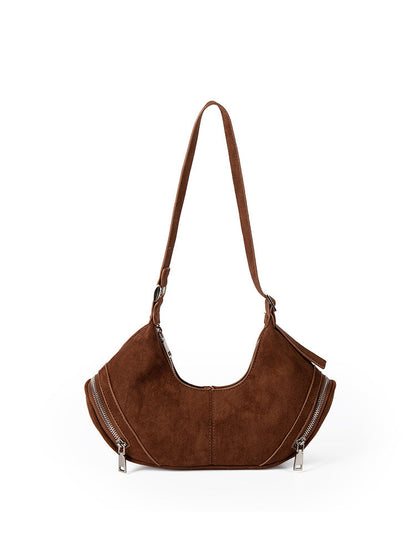 Large capacity suede shoulder bag, slouch bag, vintage casual bag hobo