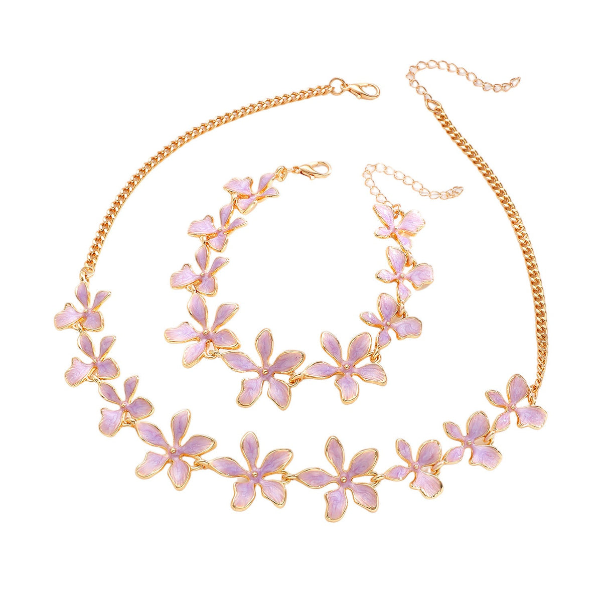Fashion Geometric Flower 3D Vacation Style Necklace &amp; Bracelet Set