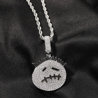 Hip-hop cartoon zircon spiky-head avatar necklace