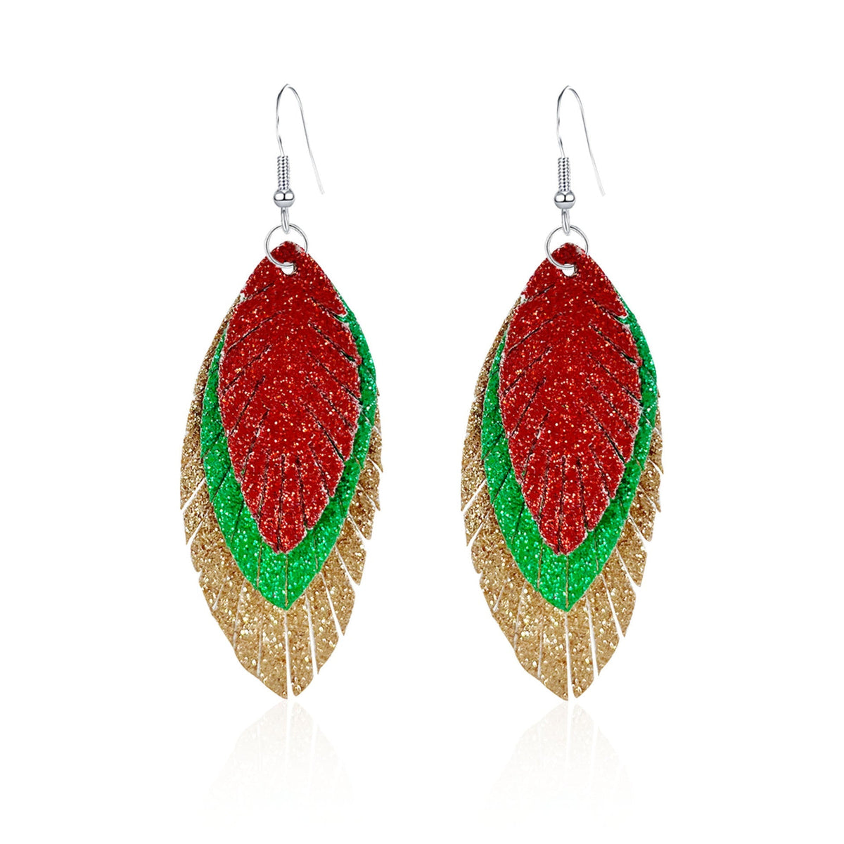 Bohemian Geometric Drop Earrings - Lightweight Feather, Leaf &amp; Multi-Color Fringe Triple Tassel Dangles