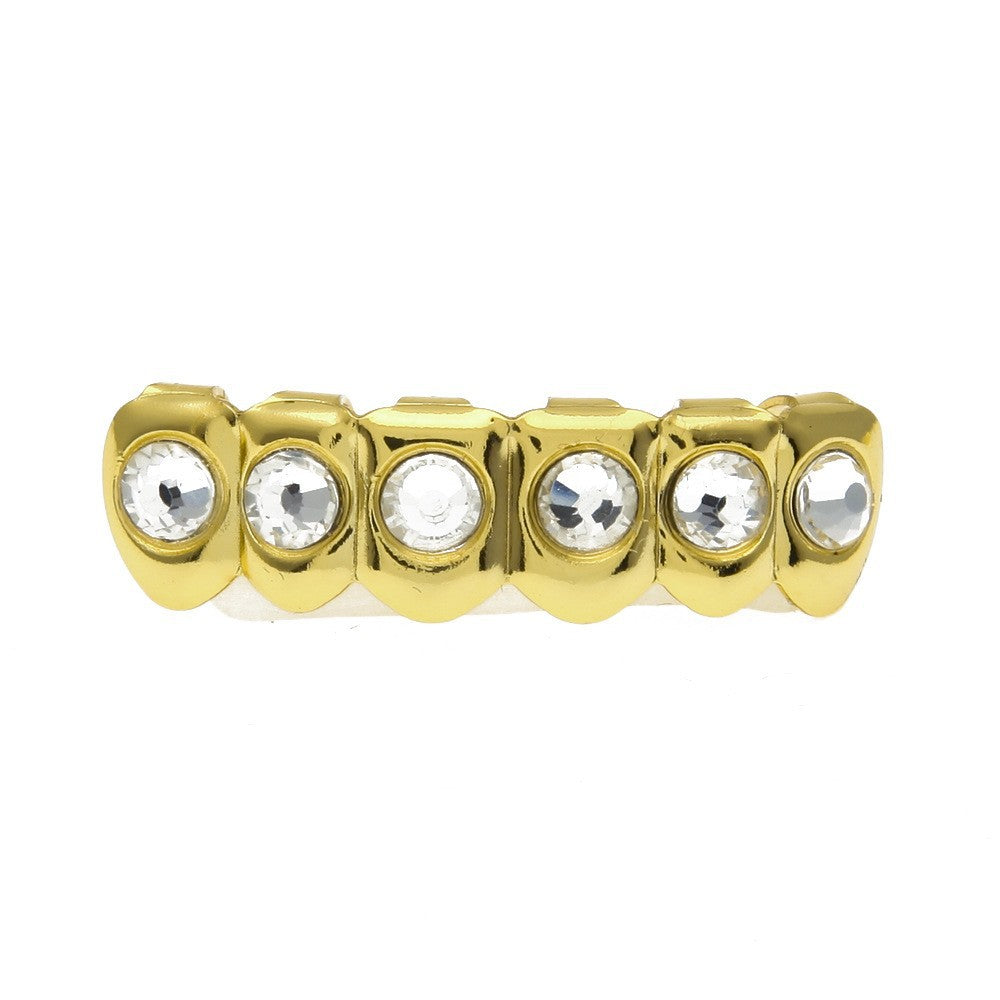 Hip-hop diamond-encrusted and gold-plated teeth grillz