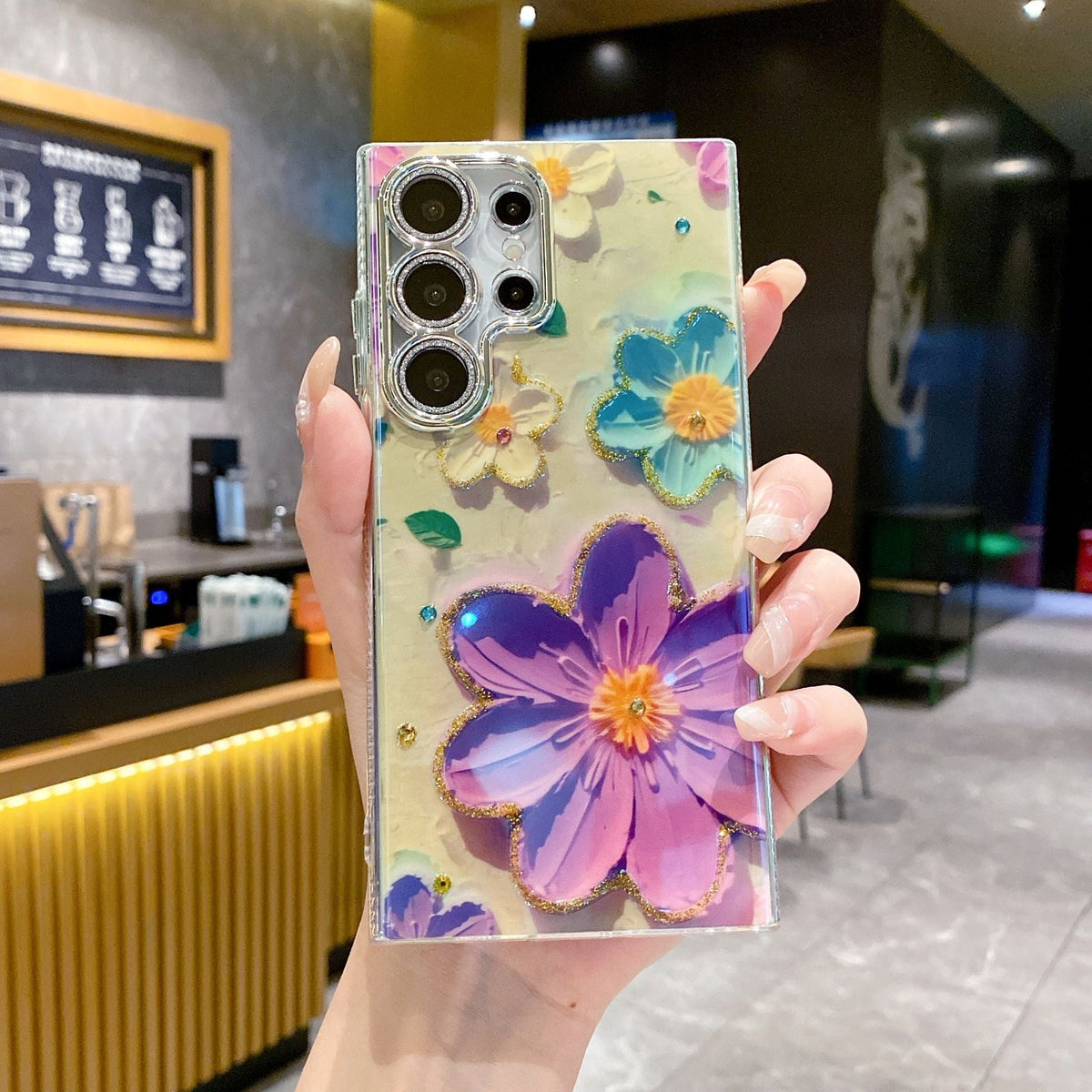 Luxury Rhinestone Flower Phone Case