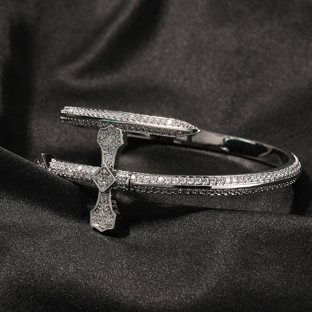 Hip-hop full-diamond justice sword bracelet inlaid with zircon