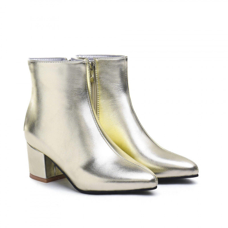 Chunky Heel Ankle Boots with Zipper