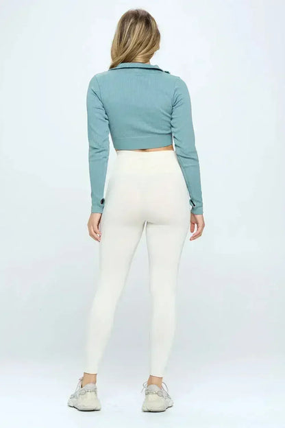 Seamless Half Zip Thumb Holes Crop Top | Stylish &amp; Functional