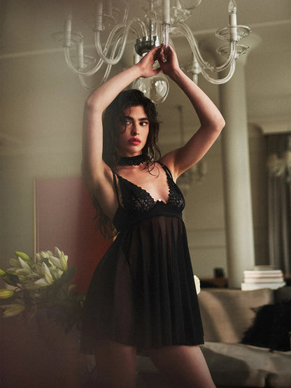 Obsessive Donarella Sheer Mesh Babydoll &amp; String Panty