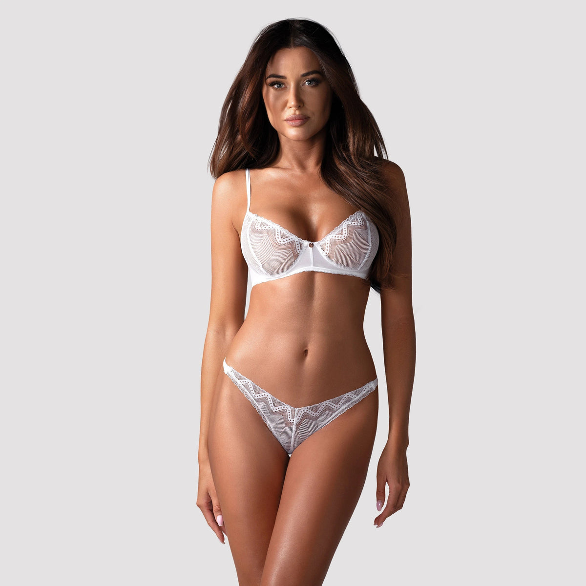 Obsessive Alissium Sheer Demi Bra &amp; Thong Panty