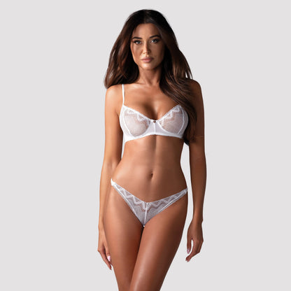 Obsessive Alissium Sheer Demi Bra &amp; Thong Panty