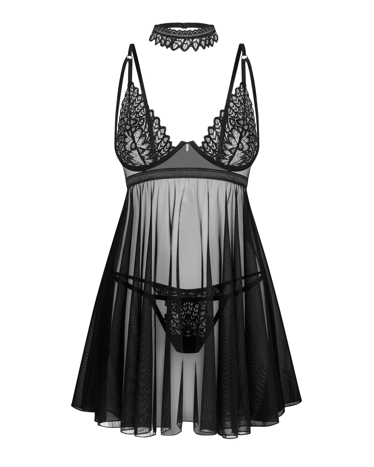 Obsessive Donarella Sheer Mesh Babydoll &amp; String Panty