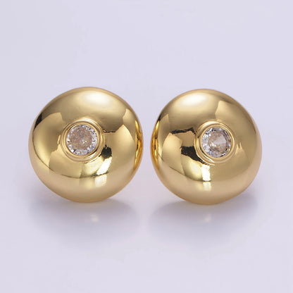 14K Gold Filled CZ Round Dome Stud Earrings | P509