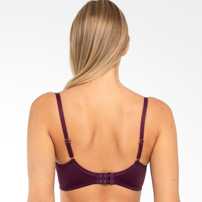 Samanta Perla Aubergine Sheer Mesh Embroidered Underwire Bra