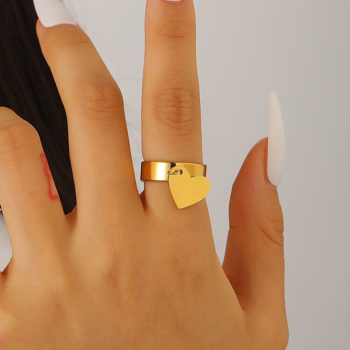 Stainless Steel Heart Ear Cuff &amp; Ring Set