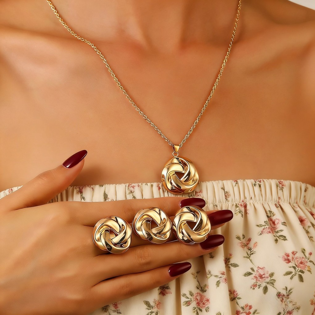Twist Necklace, Earrings &amp; Ring Set