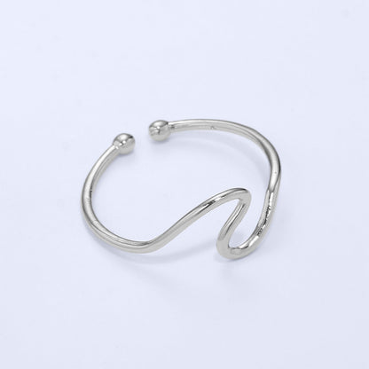 Minimalist Ring Gold Open Ring Wave Curvy Ring, Thin Ring Gold Ring Dainty Stackable Ring Adjustable Ring.R-084