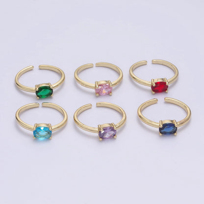 14K Gold Filled Red, Blue, Pink, Light Blue, Purple, Green Round Solitaire CZ Ring | U269 - U274