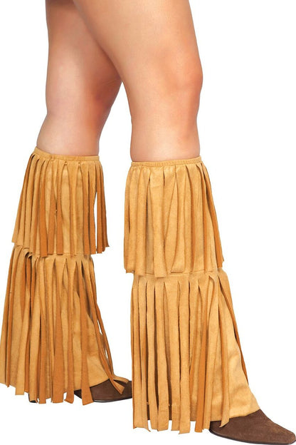 Suede Fringed Leg Warmers