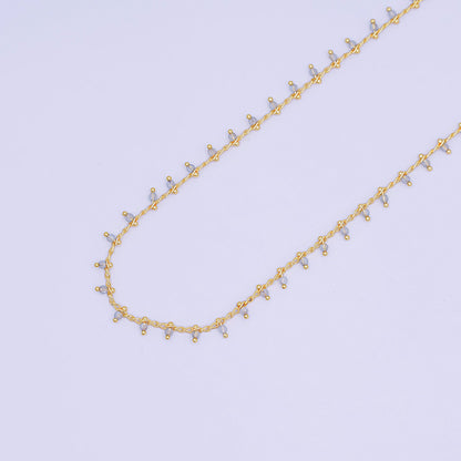 24K Gold Filled 2mm Clear Multifaceted Crystal Drop Unfinished Chain by Yard | Roll-01666