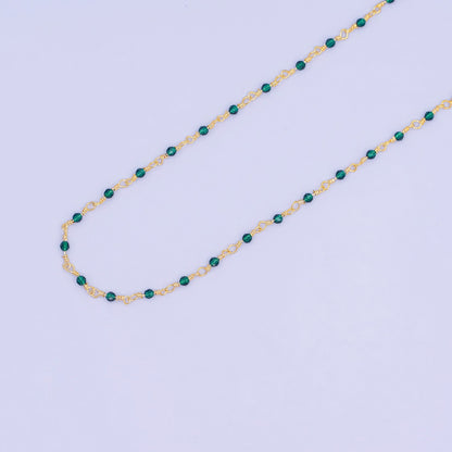 24K Gold Filled 2mm Green Multifaceted Crystal Wire Link Unfinished Chain by Yard | Roll-01668