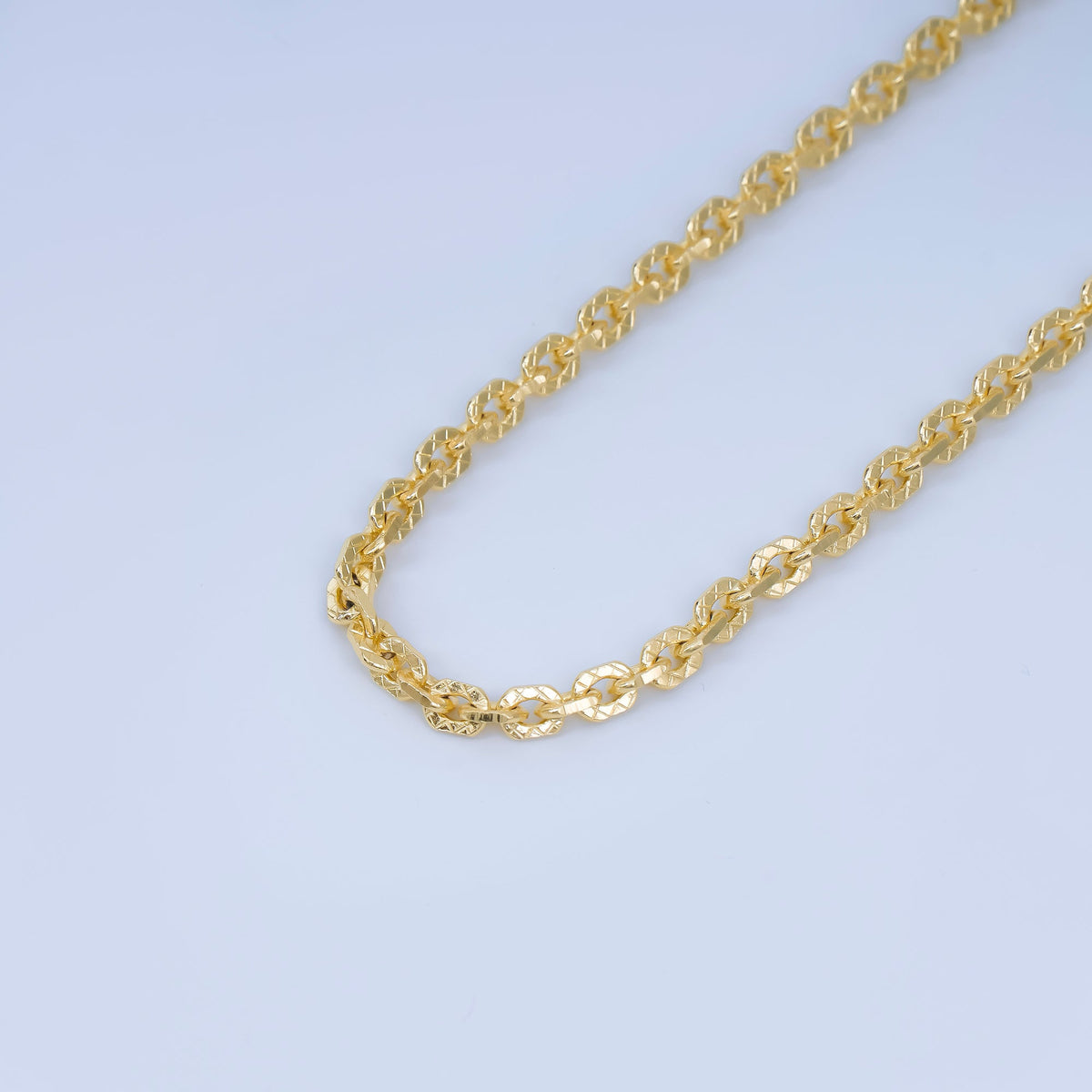 24K Gold Filled 3.4mm Sunburst Textured Rolo Cable Unfinished Chain by Yard | ROLL-1684