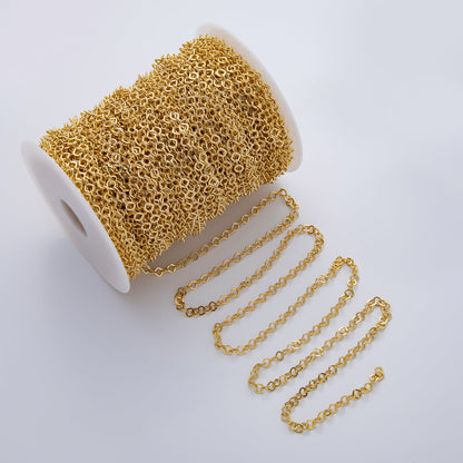 24K Gold Filled 5mm x 5mm Rhombus Cable Unfinished Chain by Yard | Roll-01764