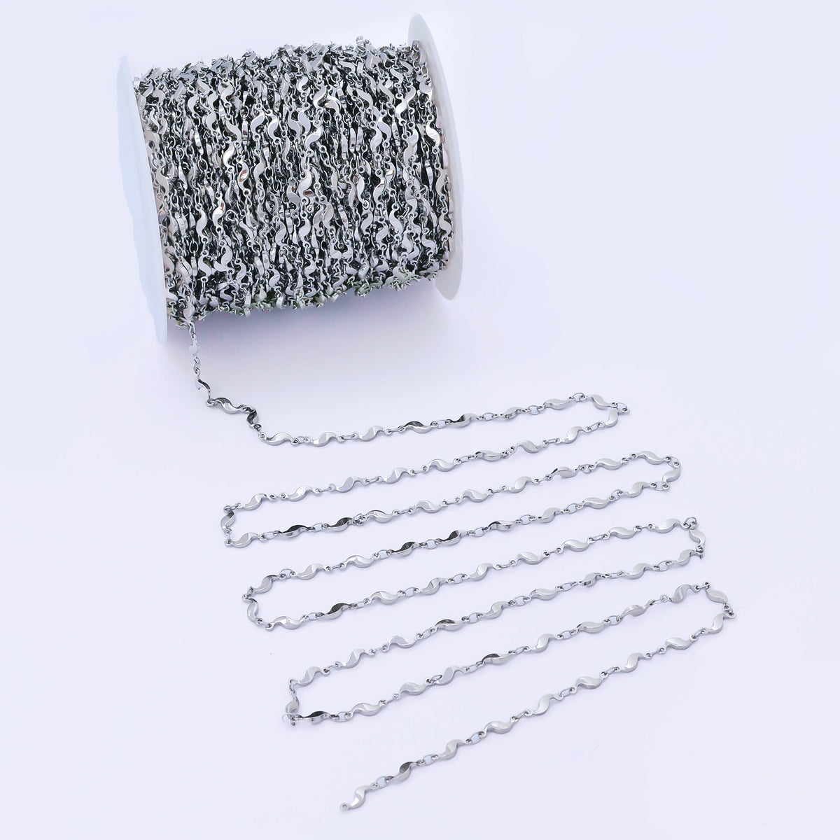 24K Gold Filled 3.5mm Geometric Curved Link Unfinished Chain by Yard in Gold &amp; Silver | Roll-2011 Roll-2012