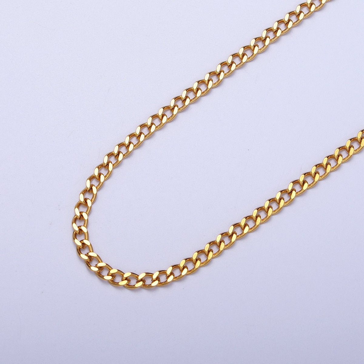 24K Gold Filled 3mm Cuban Curb Unfinished Chain by Yard | Roll-946