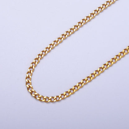 24K Gold Filled 3mm Cuban Curb Unfinished Chain by Yard | Roll-946
