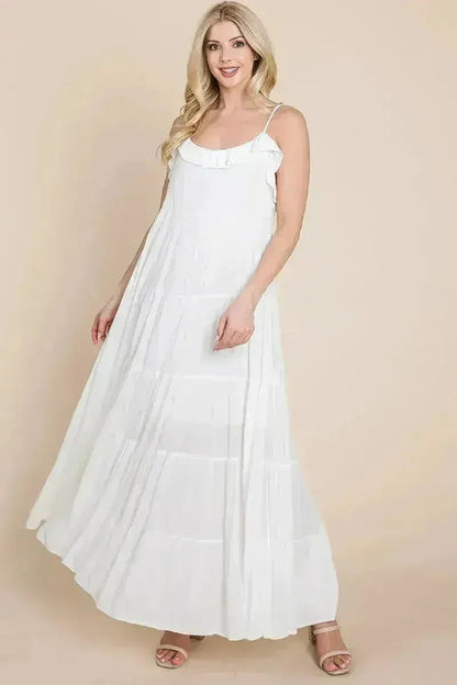 Tiered Tie Strap Cami Maxi Dress