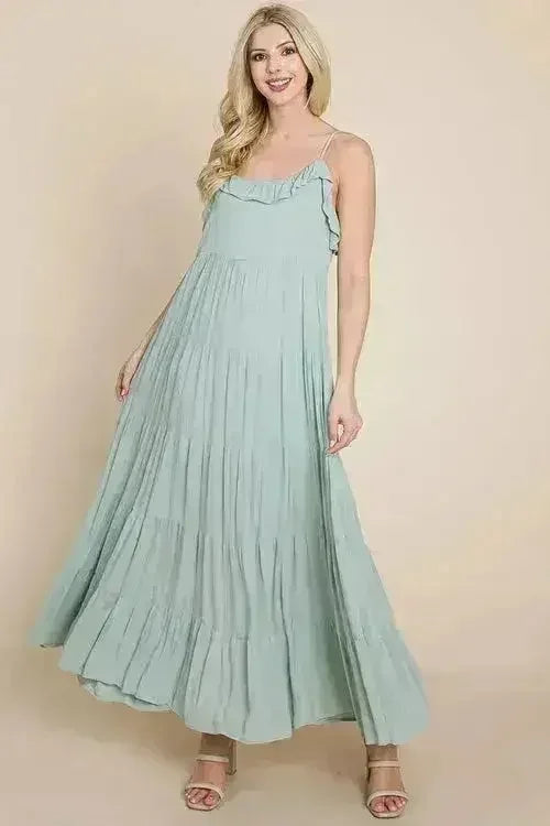 Tiered Tie Strap Cami Maxi Dress