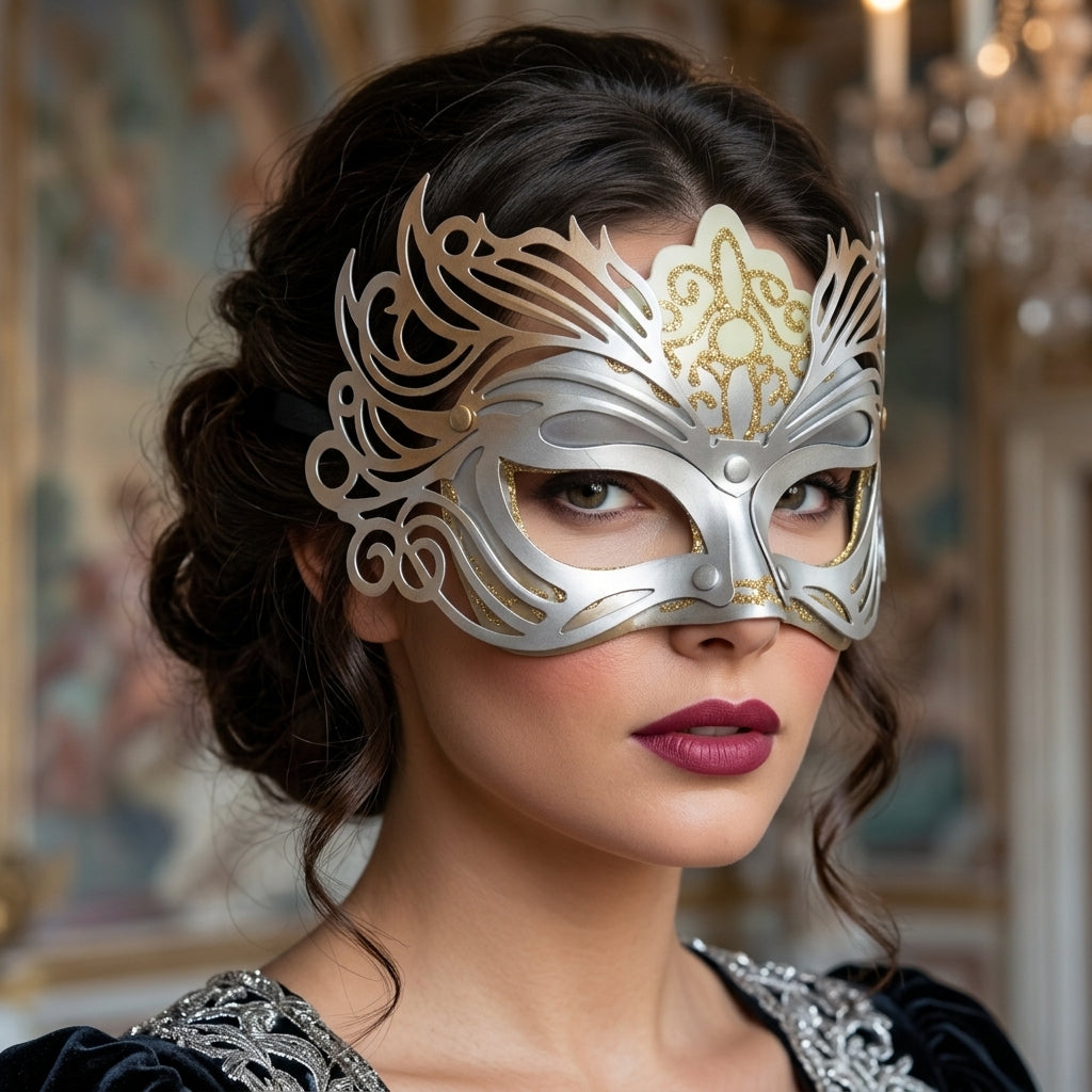 Gilded Elegance: Gold &amp; Silver Mask